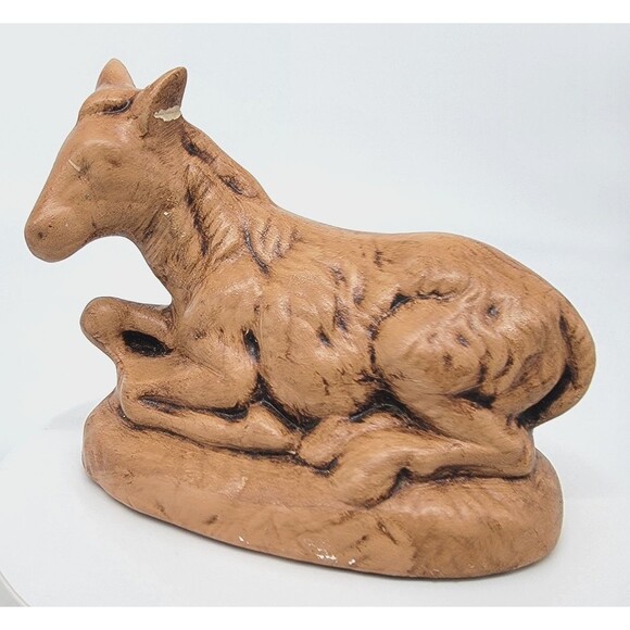 Nativity Donkey Ceramic Mold Glazed Tan Brown Animal Replacement Piece Vintage - Picture 3 of 17